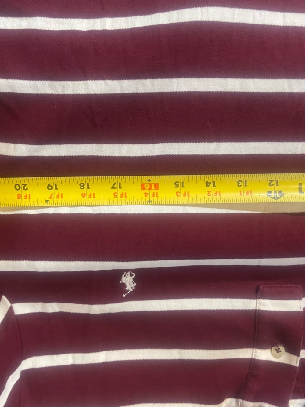 Ralph Lauren burgundy and White Striped Polo Shirt - Picture 4 of 6